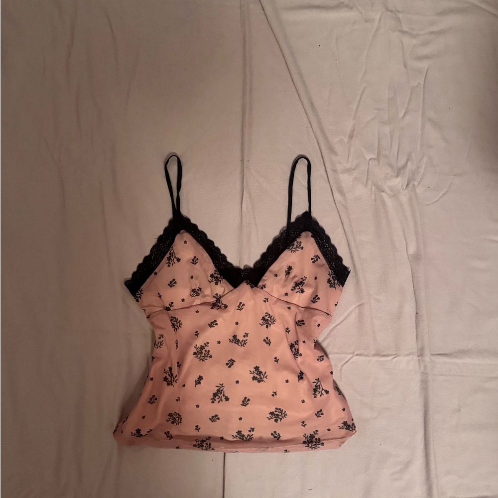 Floral Lace Trim Coral Cami 🪸